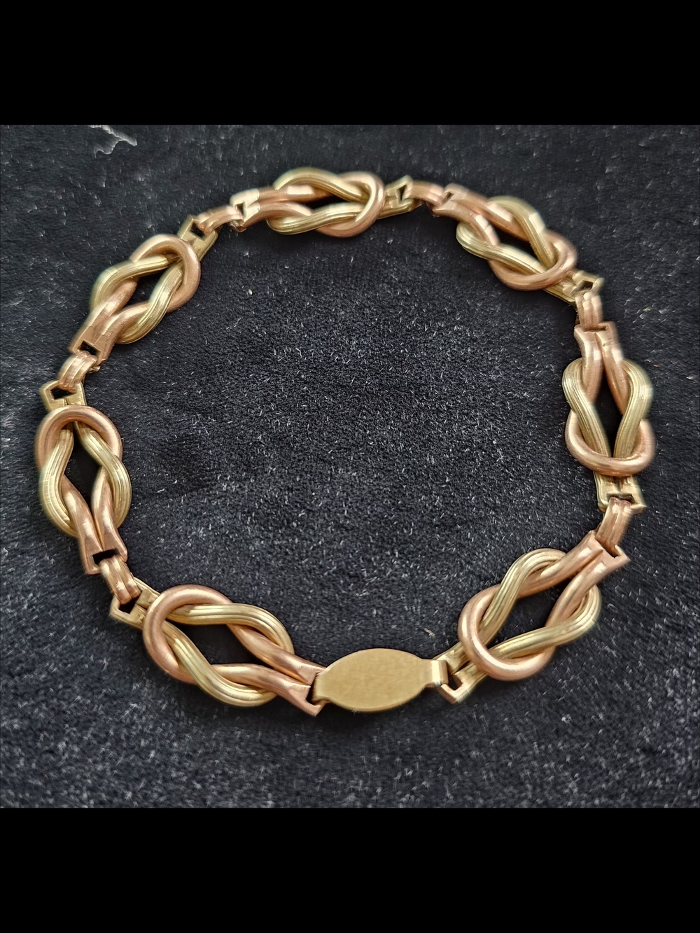 1940s Retro Two Tone 1/20 12K Gold Filled Lover’s Reef Knot Link Bracelet